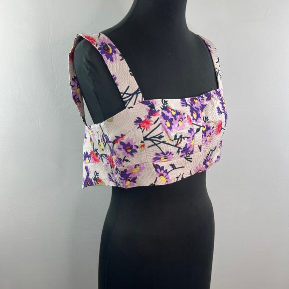 Jill Stuart Collection Priscilla Beige Josephine Crop Tank Top Square Neck 2 NEW - Picture 4 of 12